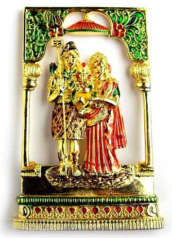 statuette de shiva et parvati en or